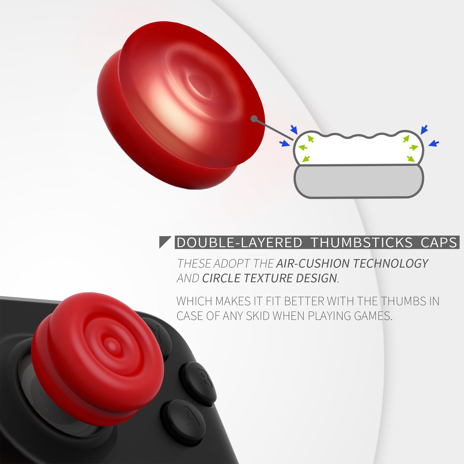 PlayVital Thumb Cushion Caps Thumb Grips for Steam Deck LCD & OLED (4-Pack), Height-Boost Joystick Cover with Anti-Slip Texture for Steam Deck Accessories, Joystick Protection - Passion Red PlayVital