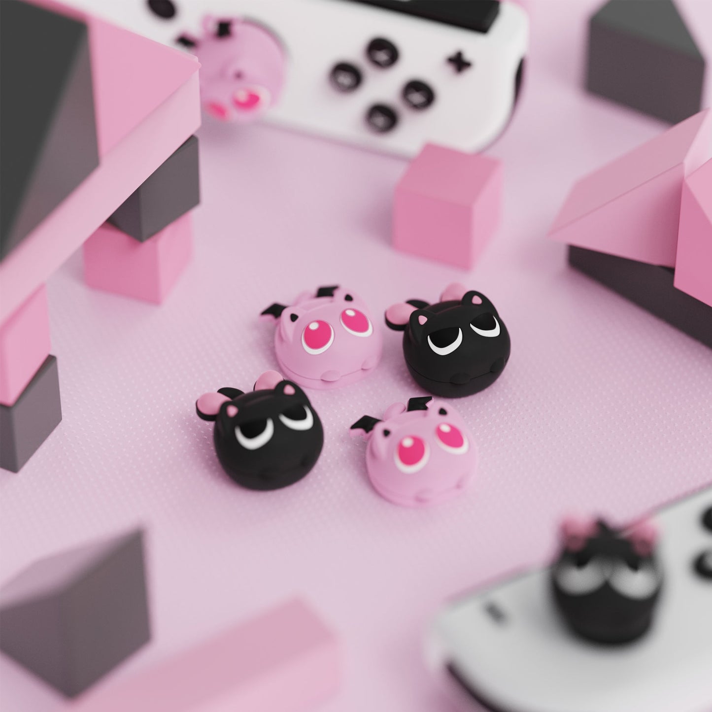 PlayVital Thumbs Cushion Caps Cute Thumb Grip Caps for Nintendo Switch & Switch OLED & Switch Lite - PP & VV The Winged Kittens playvital