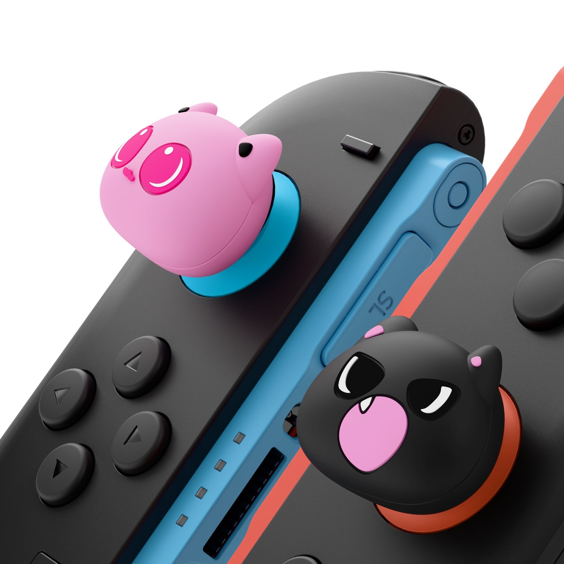 PlayVital Thumbs Cushion Caps Thumb Grips (4-Pack) for Switch 2, Anti-Fatigue Design Kawaii Silicone Joystick Grip Cover for Nintendo Switch 2 Joycon - PP & VV The Kitten PlayVital