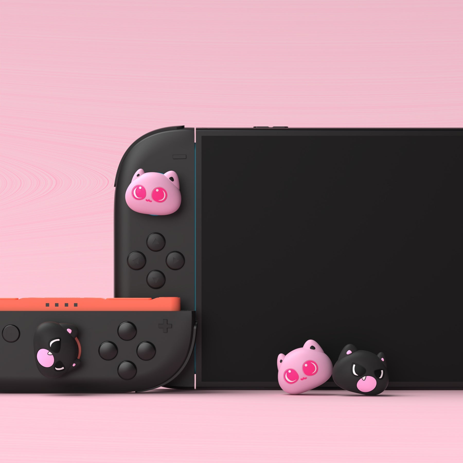 PlayVital Thumbs Cushion Caps Thumb Grips (4-Pack) for Switch 2, Anti-Fatigue Design Kawaii Silicone Joystick Grip Cover for Nintendo Switch 2 Joycon - PP & VV The Kitten PlayVital