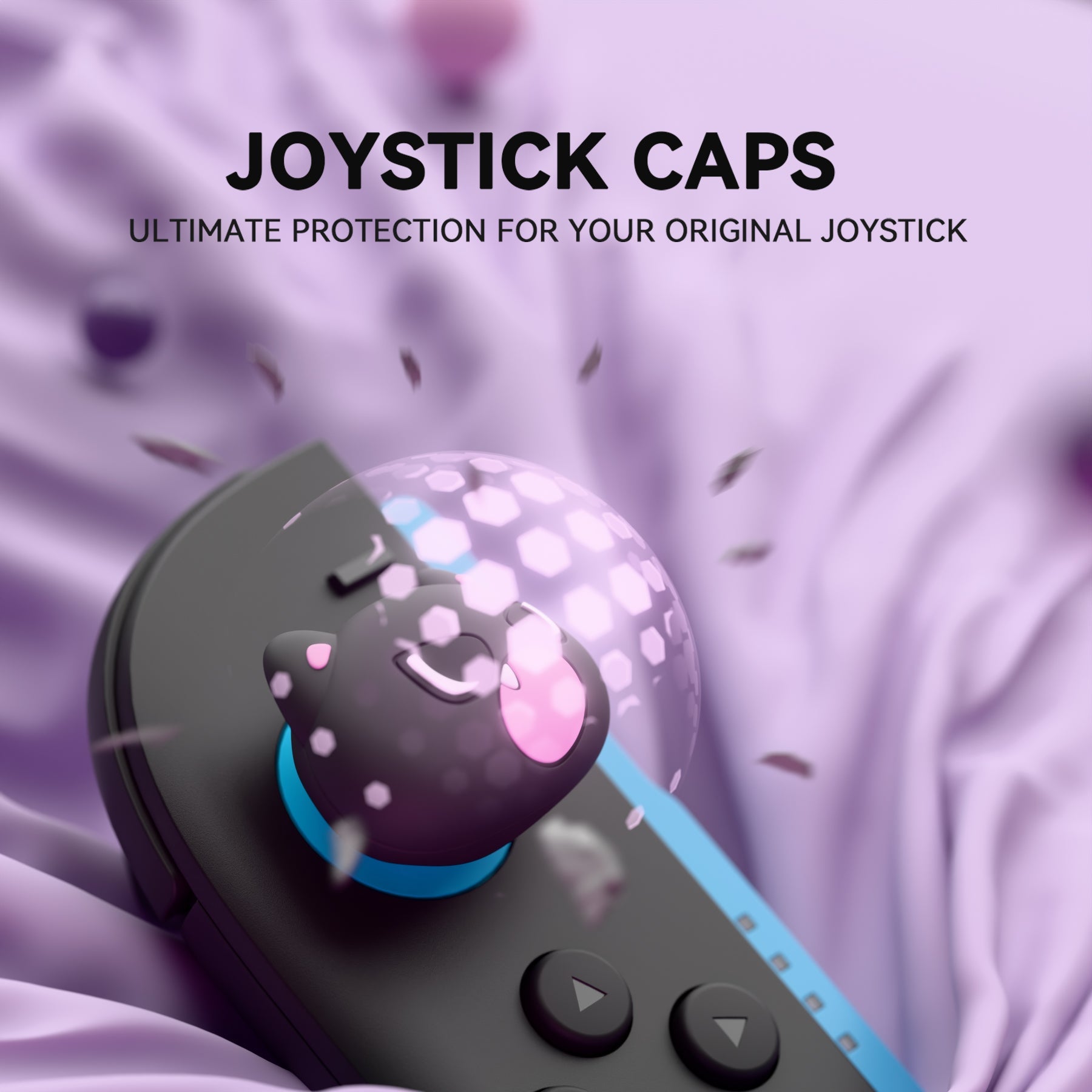 PlayVital Thumbs Cushion Caps Thumb Grips (4-Pack) for Switch 2, Anti-Fatigue Design Kawaii Silicone Joystick Grip Cover for Nintendo Switch 2 Joycon - PP & VV The Kitten PlayVital