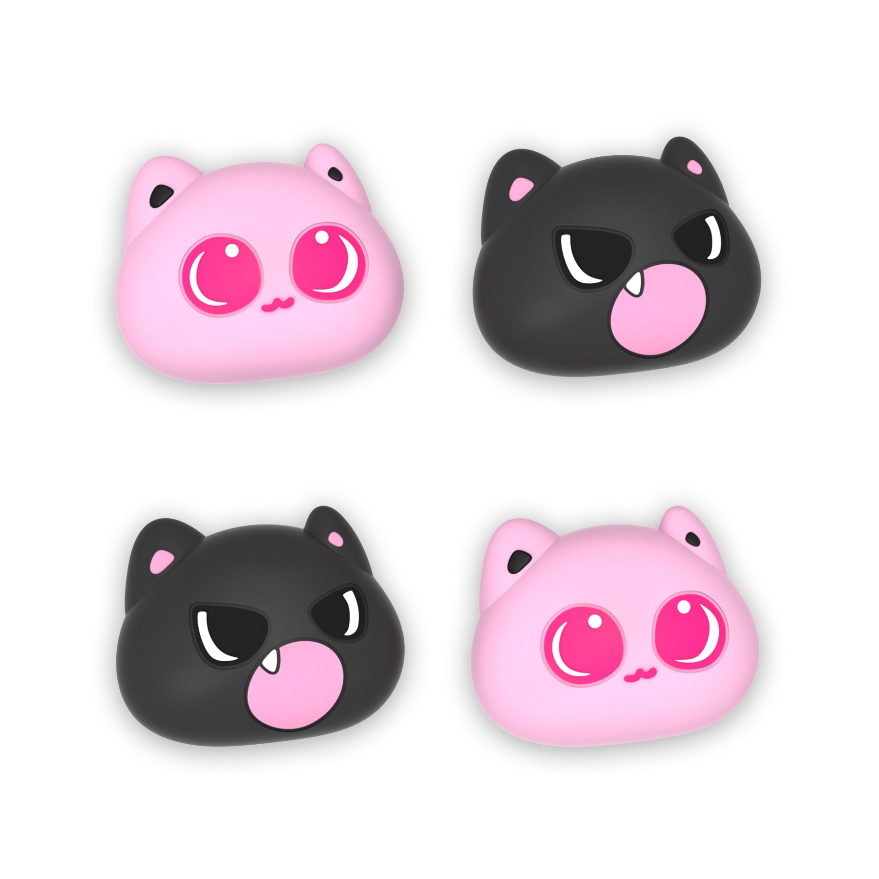 PlayVital Thumbs Cushion Caps Thumb Grips (4-Pack) for Switch 2, Anti-Fatigue Design Kawaii Silicone Joystick Grip Cover for Nintendo Switch 2 Joycon - PP & VV The Kitten PlayVital