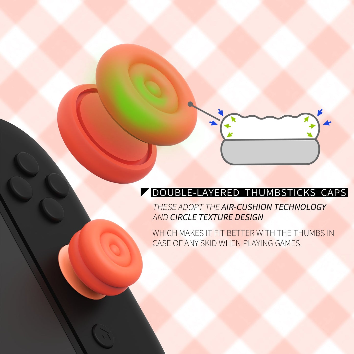 PlayVital Thumbs Cushion Grips Caps for Nintendo Switch 2 (2025), Joystick Caps for Joycon 2 - Blue & Orange PlayVital