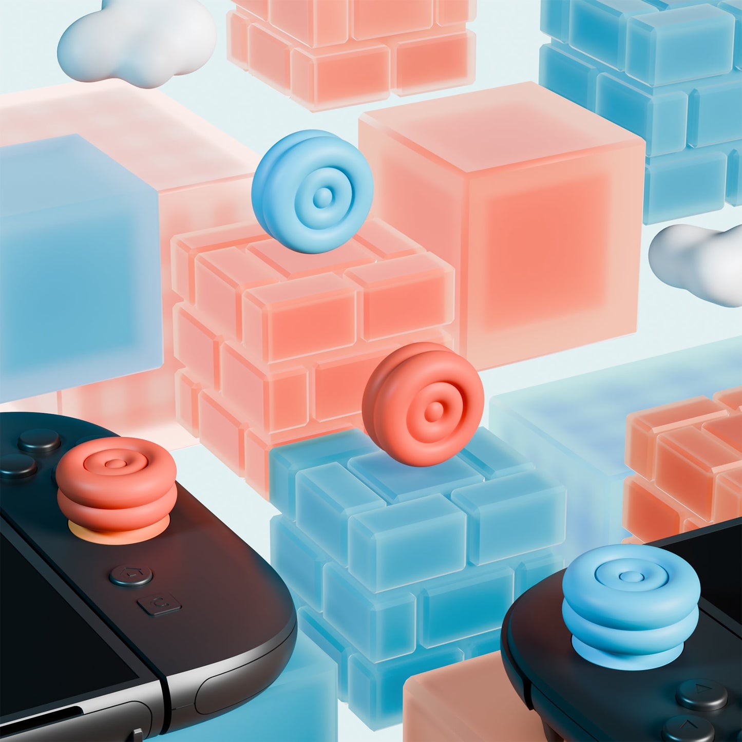 PlayVital Thumbs Cushion Grips Caps for Nintendo Switch 2 (2025), Joystick Caps for Joycon 2 - Blue & Orange PlayVital