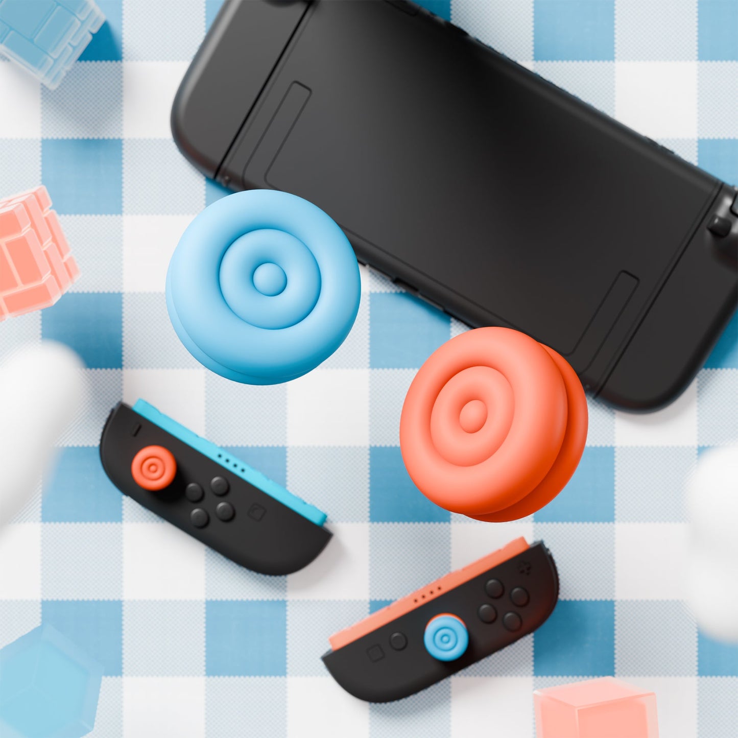 PlayVital Thumbs Cushion Grips Caps for Nintendo Switch 2 (2025), Joystick Caps for Joycon 2 - Blue & Orange PlayVital