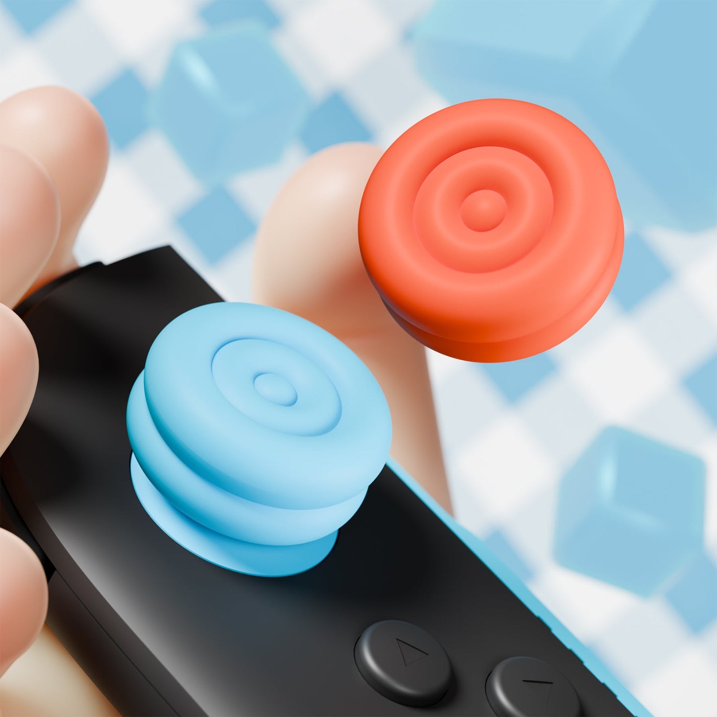 PlayVital Thumbs Cushion Grips Caps for Nintendo Switch 2 (2025), Joystick Caps for Joycon 2 - Blue & Orange PlayVital