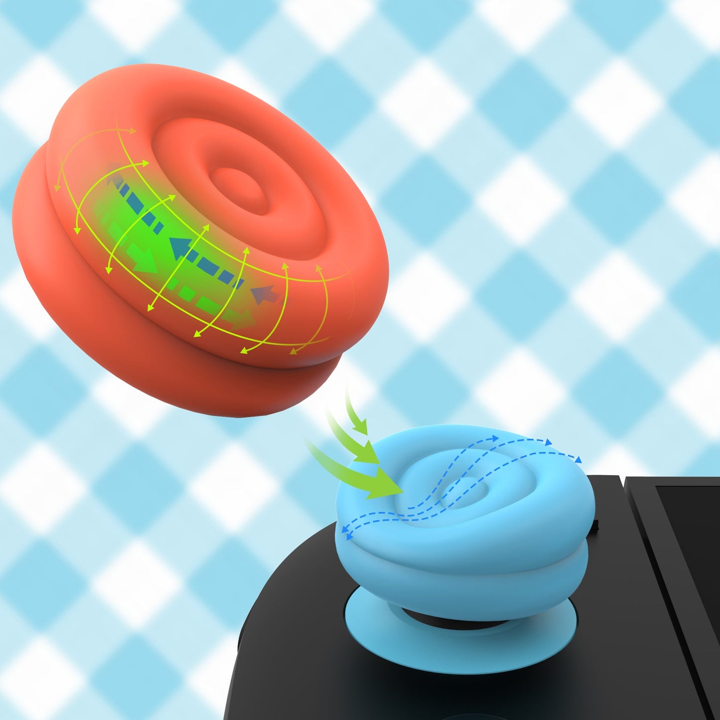 PlayVital Thumbs Cushion Grips Caps for Nintendo Switch 2 (2025), Joystick Caps for Joycon 2 - Blue & Orange PlayVital