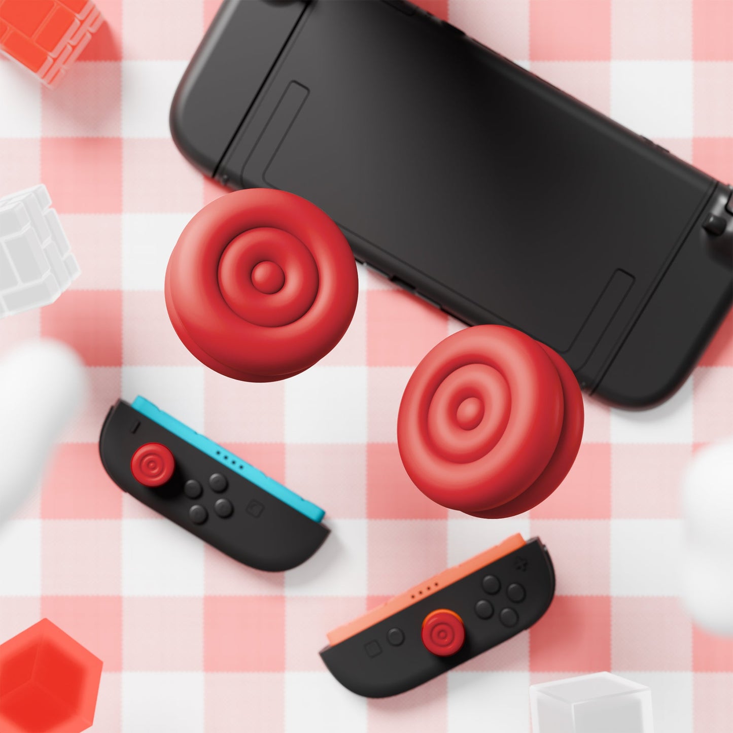 PlayVital Thumbs Cushion Grips Caps for Nintendo Switch 2 (2025), Joystick Caps for Joycon 2 - Passion Red PlayVital