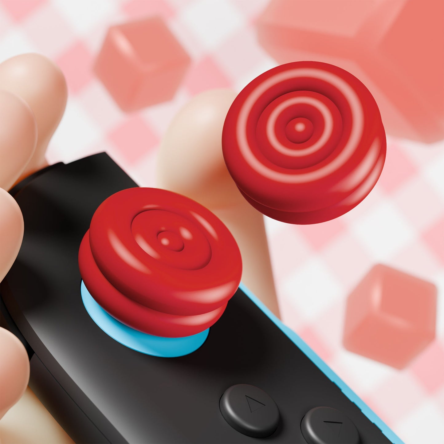 PlayVital Thumbs Cushion Grips Caps for Nintendo Switch 2 (2025), Joystick Caps for Joycon 2 - Passion Red PlayVital