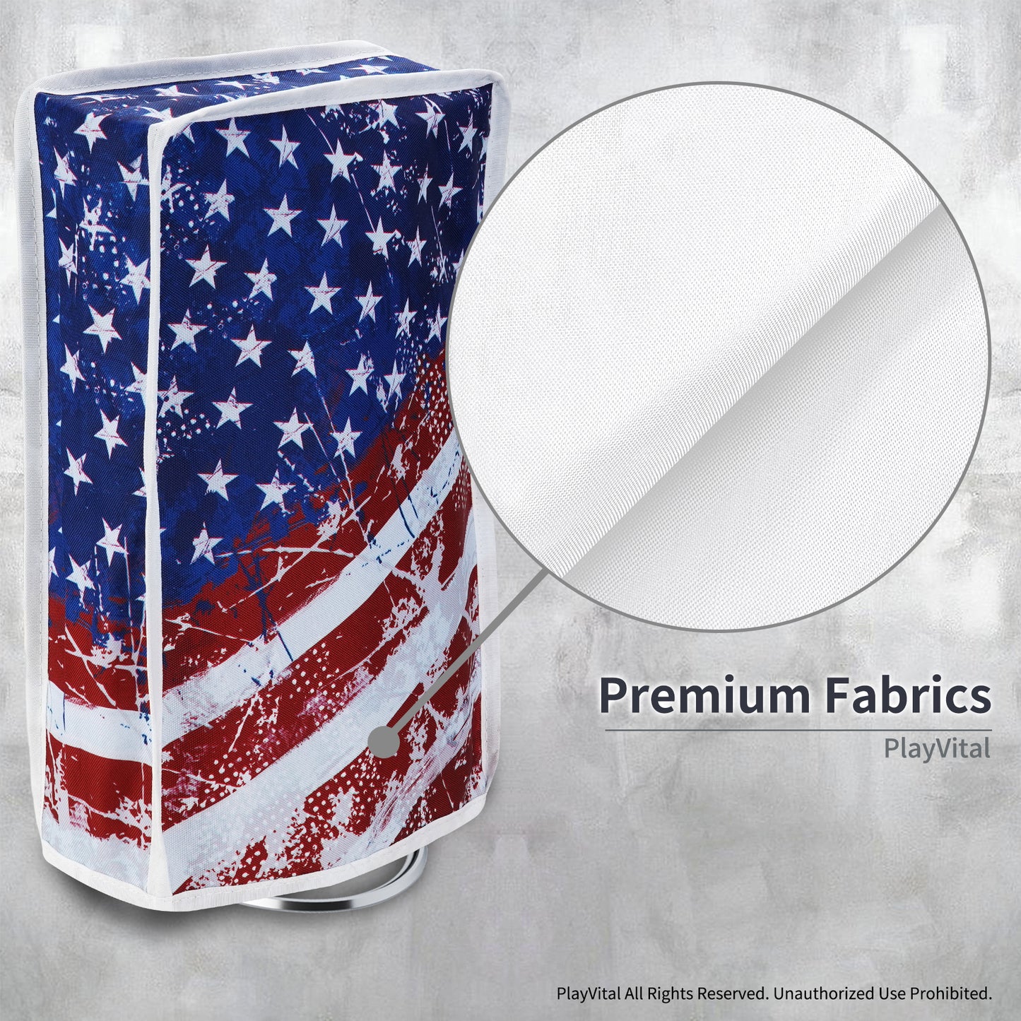 PlayVital Vertical Dust Cover for ps5 Slim Disc Edition(The New Smaller Design), Nylon Dust Proof Protector Waterproof Cover Sleeve for ps5 Slim Console - Impression US Flag - BMYPFH007 PlayVital