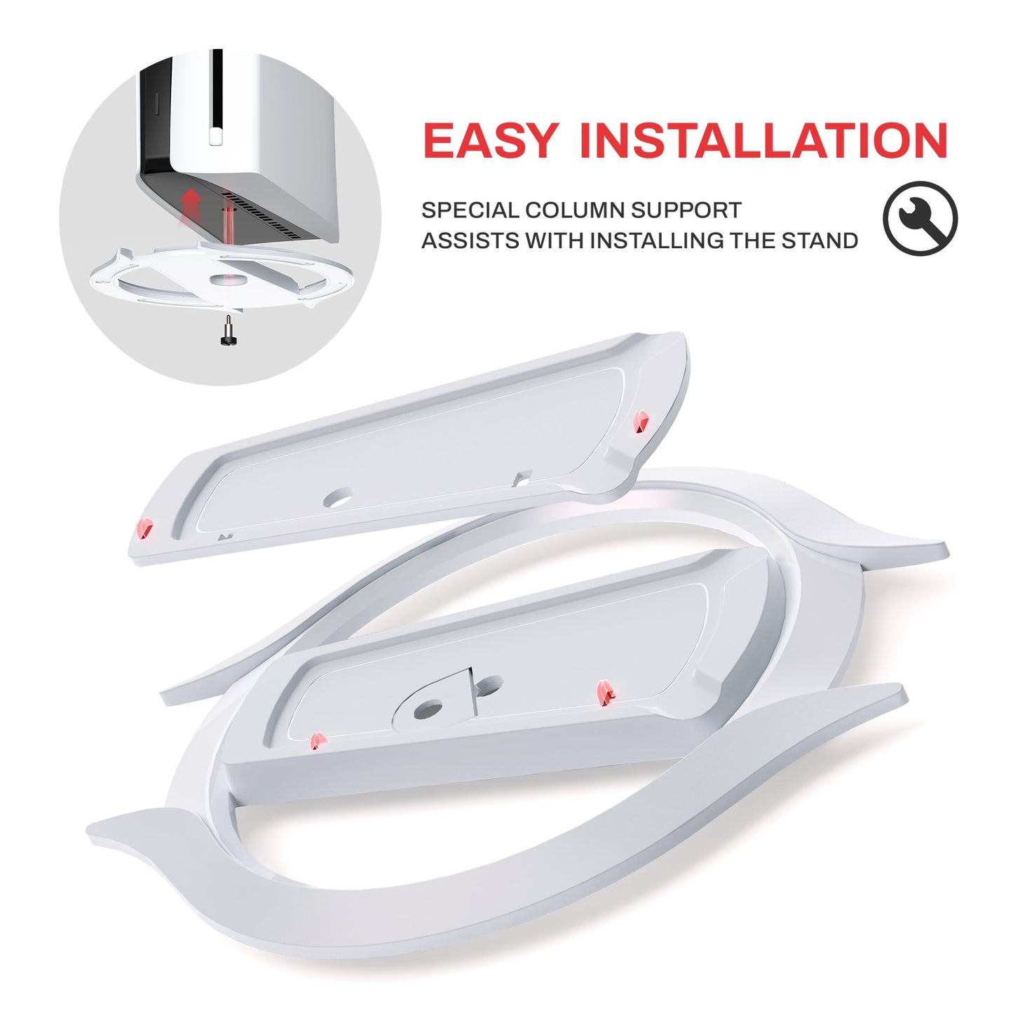 PlayVital Vertical Stand with Anti-Slip Pads for PS5/Slim/Pro/Standard Console Disc & Digital, Space-Saving Holder Base Accessories for PS5/Pro/Slim - White PlayVital