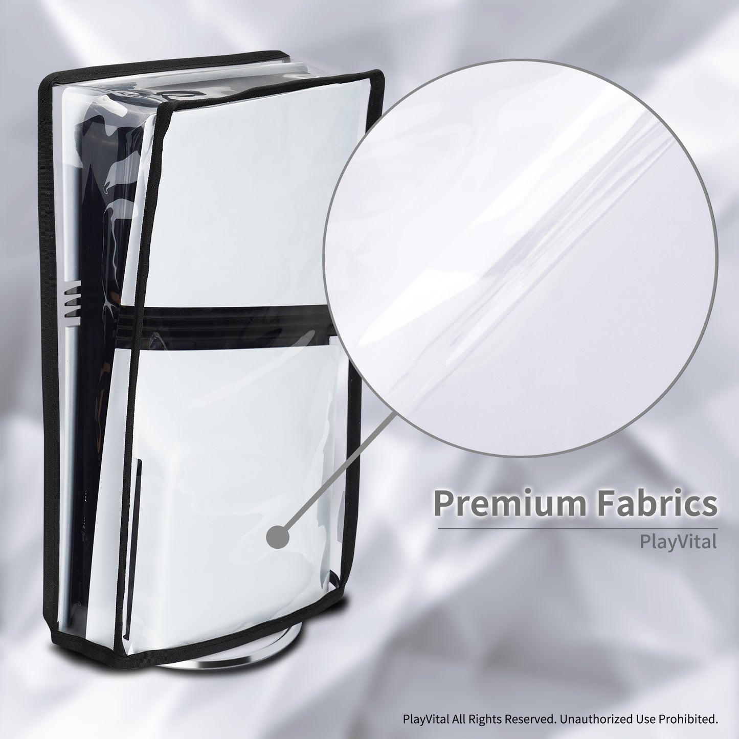 PlayVital Vertical Waterproof Dust Cover for ps5 Pro Console Disc & Digital Edition - Transparent