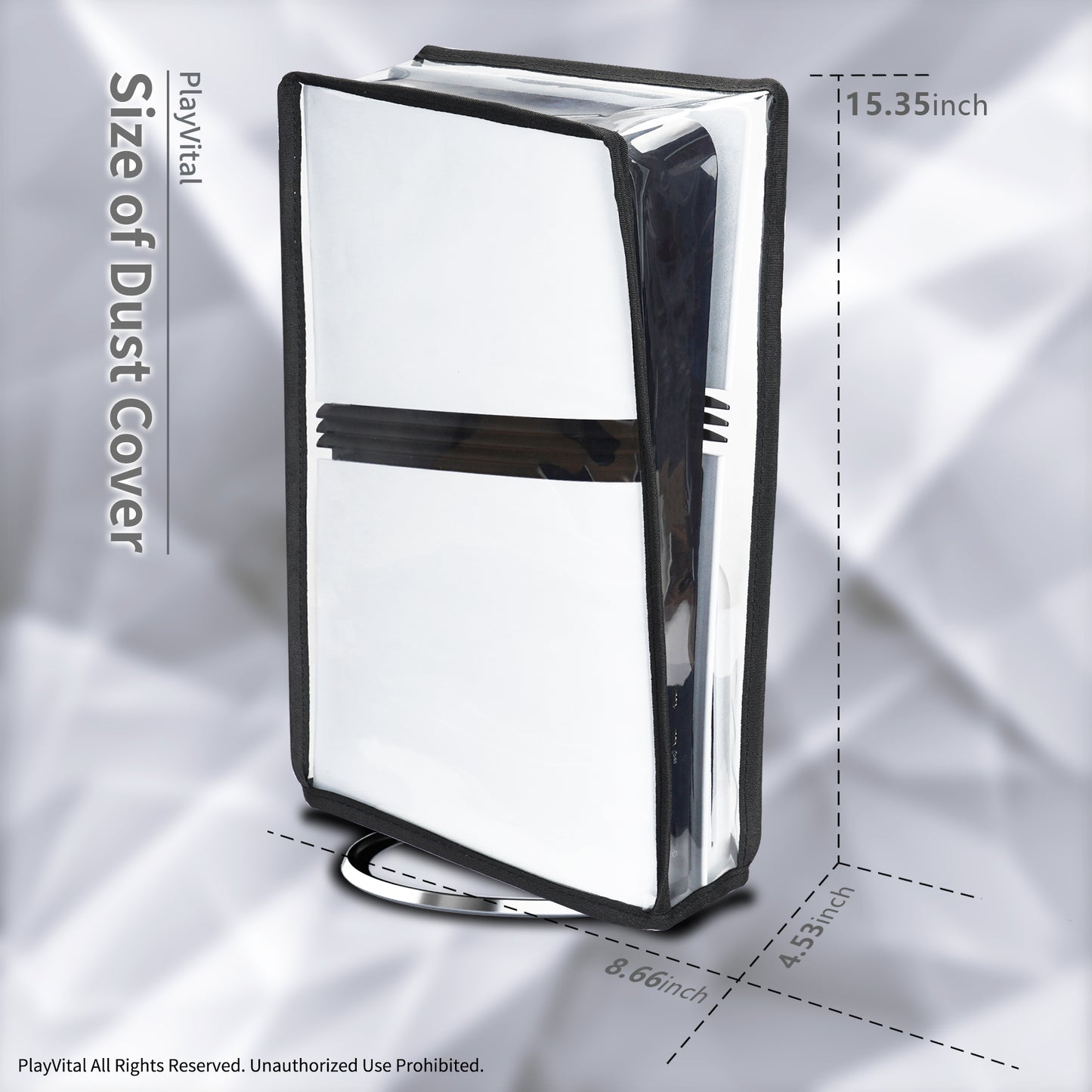 PlayVital Vertical Waterproof Dust Cover for ps5 Pro Console Disc & Digital Edition - Transparent