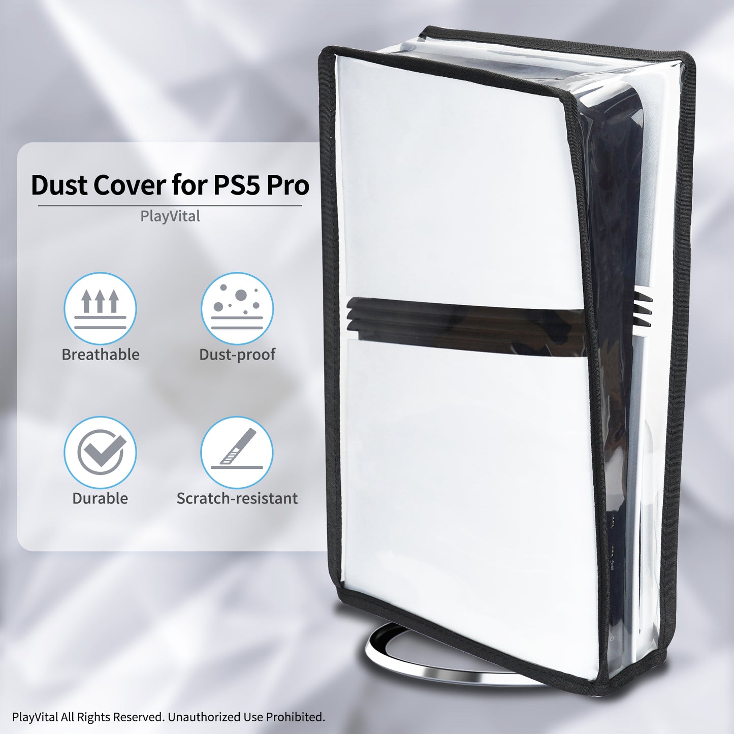 PlayVital Vertical Waterproof Dust Cover for ps5 Pro Console Disc & Digital Edition - Transparent