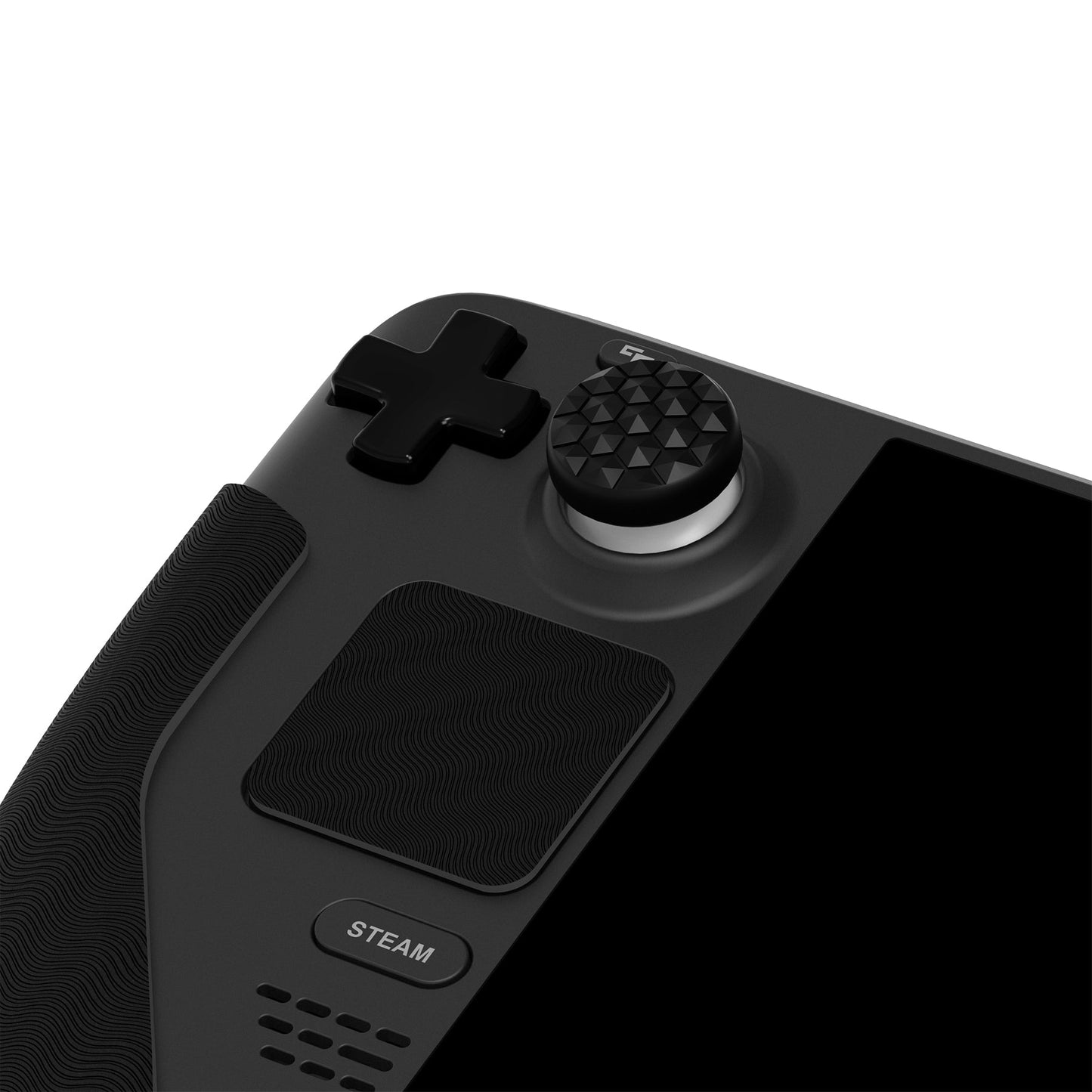 PlayVital Water Ripple Textured Handle Grips with Thumb Grip Caps for Steam Deck LCD & OLED - Black PlayVital