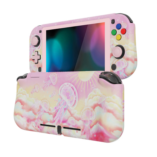 PlayVital ZealProtect Protective Case for Nintendo Switch Lite, Hard Shell Ergonomic Grip Cover for Nintendo Switch Lite w/Screen Protector & Thumb Grip Caps & Button Caps - Pinky Jellyfish Heaven - PSLYR001 playvital