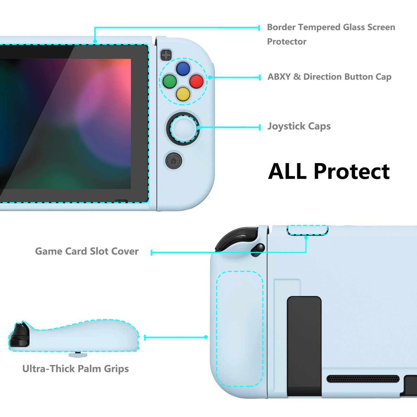PlayVital ZealProtect Soft Protective Case for Nintendo Switch, Flexible Cover for Switch with Tempered Glass Screen Protector & Thumb Grips & ABXY Direction Button Caps - Santa Deer - RNSYV6052 playvital