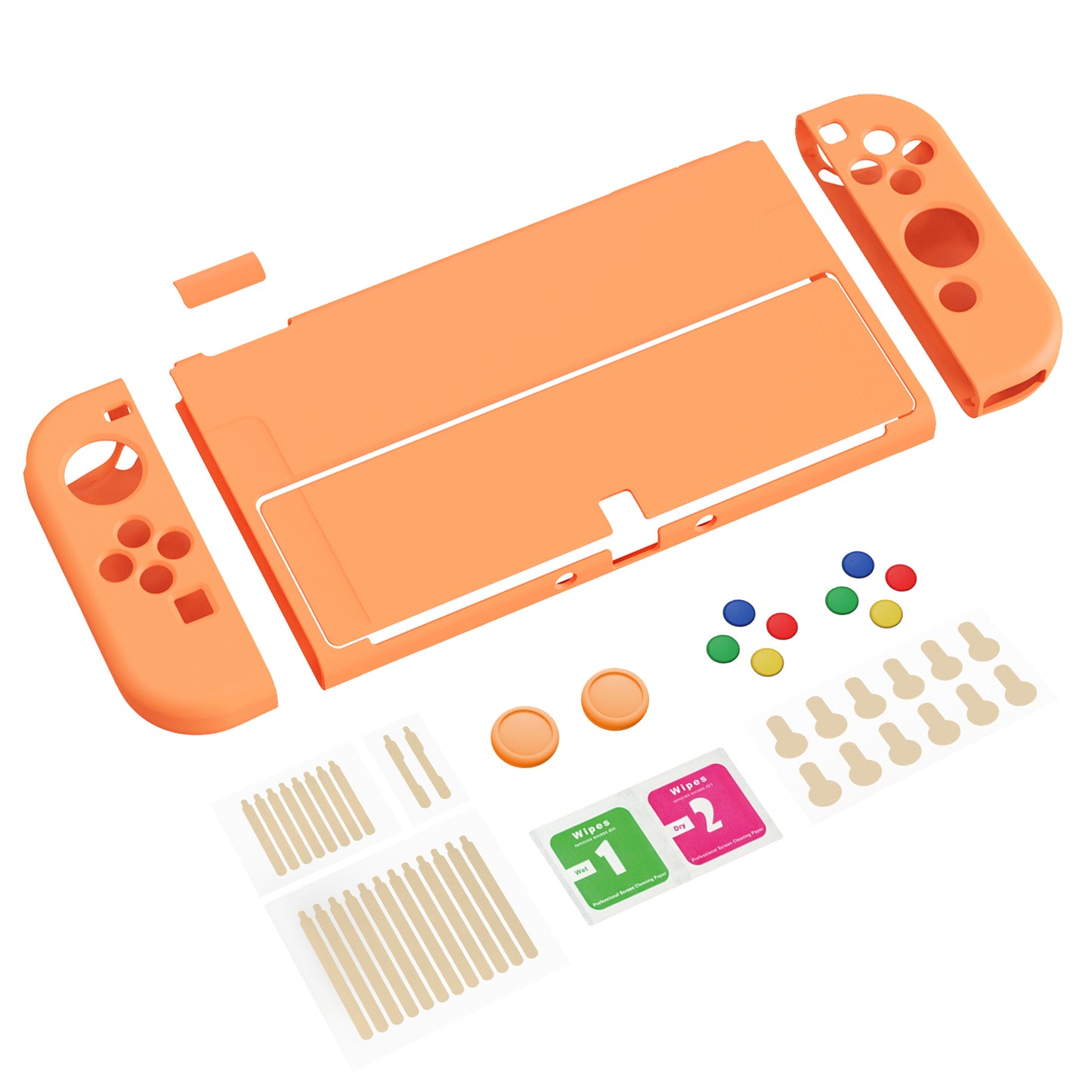 PlayVital ZealProtect Soft TPU Slim Protective Case with Thumb Grip Caps & ABXY Direction Button Caps for Nintendo Switch OLED - Apricot Yellow