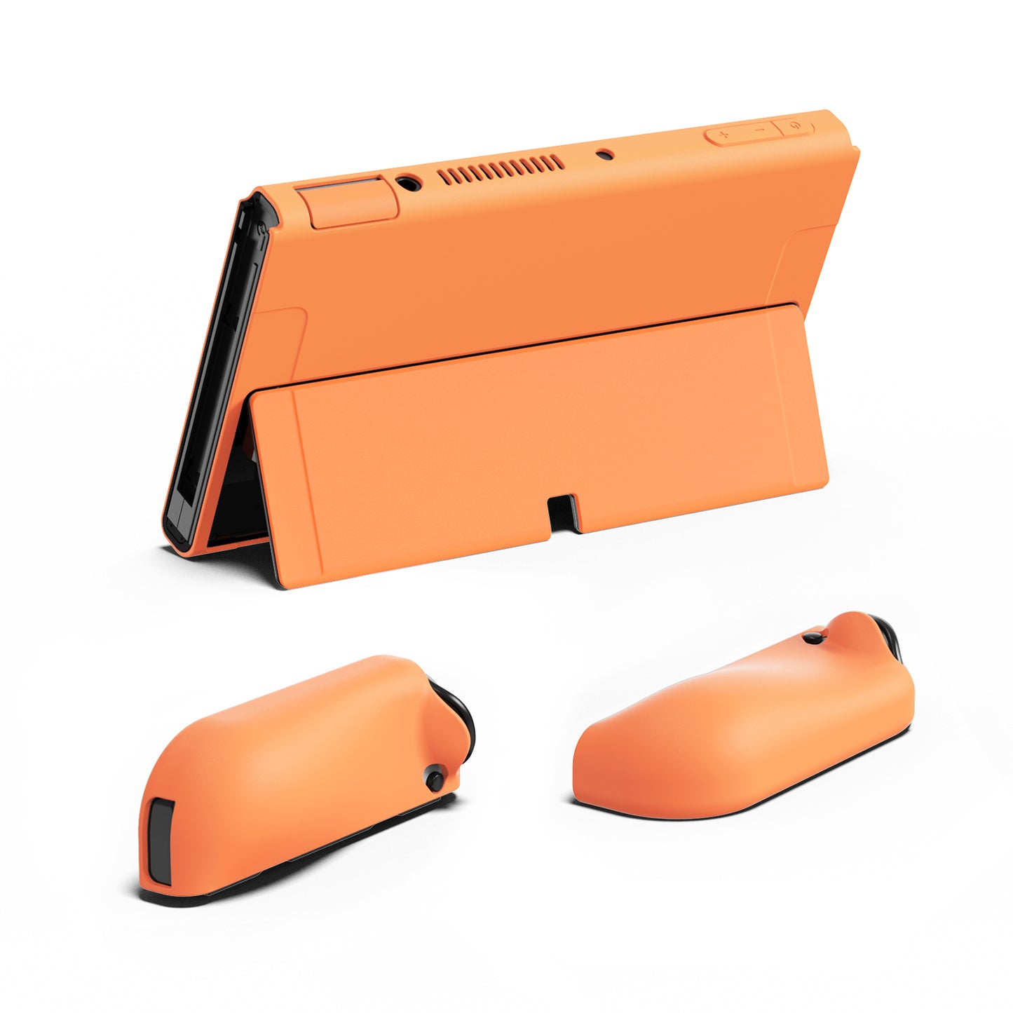 PlayVital ZealProtect Soft TPU Slim Protective Case with Thumb Grip Caps & ABXY Direction Button Caps for Nintendo Switch OLED - Apricot Yellow