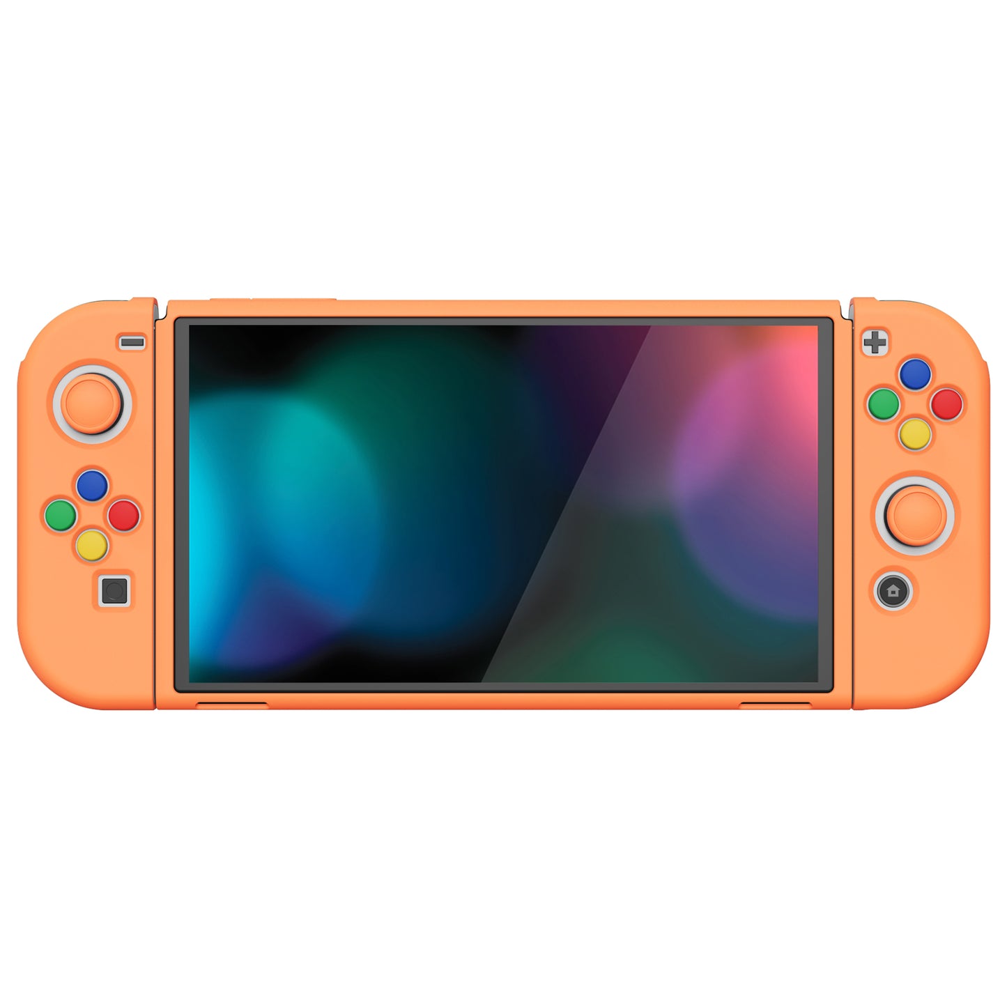 PlayVital ZealProtect Soft TPU Slim Protective Case with Thumb Grip Caps & ABXY Direction Button Caps for Nintendo Switch OLED - Apricot Yellow