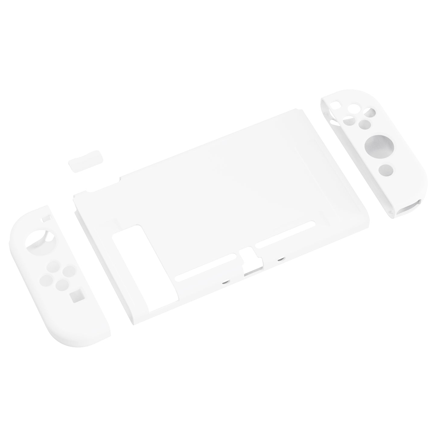 PlayVital ZealProtect Soft TPU Slim Protective Case with Tempered Glass Screen Protector & Thumb Grips & ABXY Direction Button Caps for Nintendo Switch - White playvital