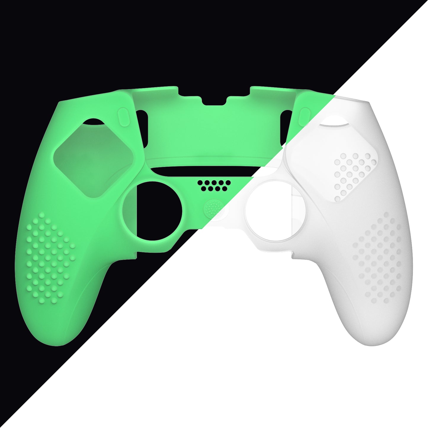PlayVital 3D Studded Edition Anti-Slip Silicone Cover Case with Thumb Grip Caps for PS5 Edge Controller - Glow in Dark - Green - ETPFP007 PlayVital