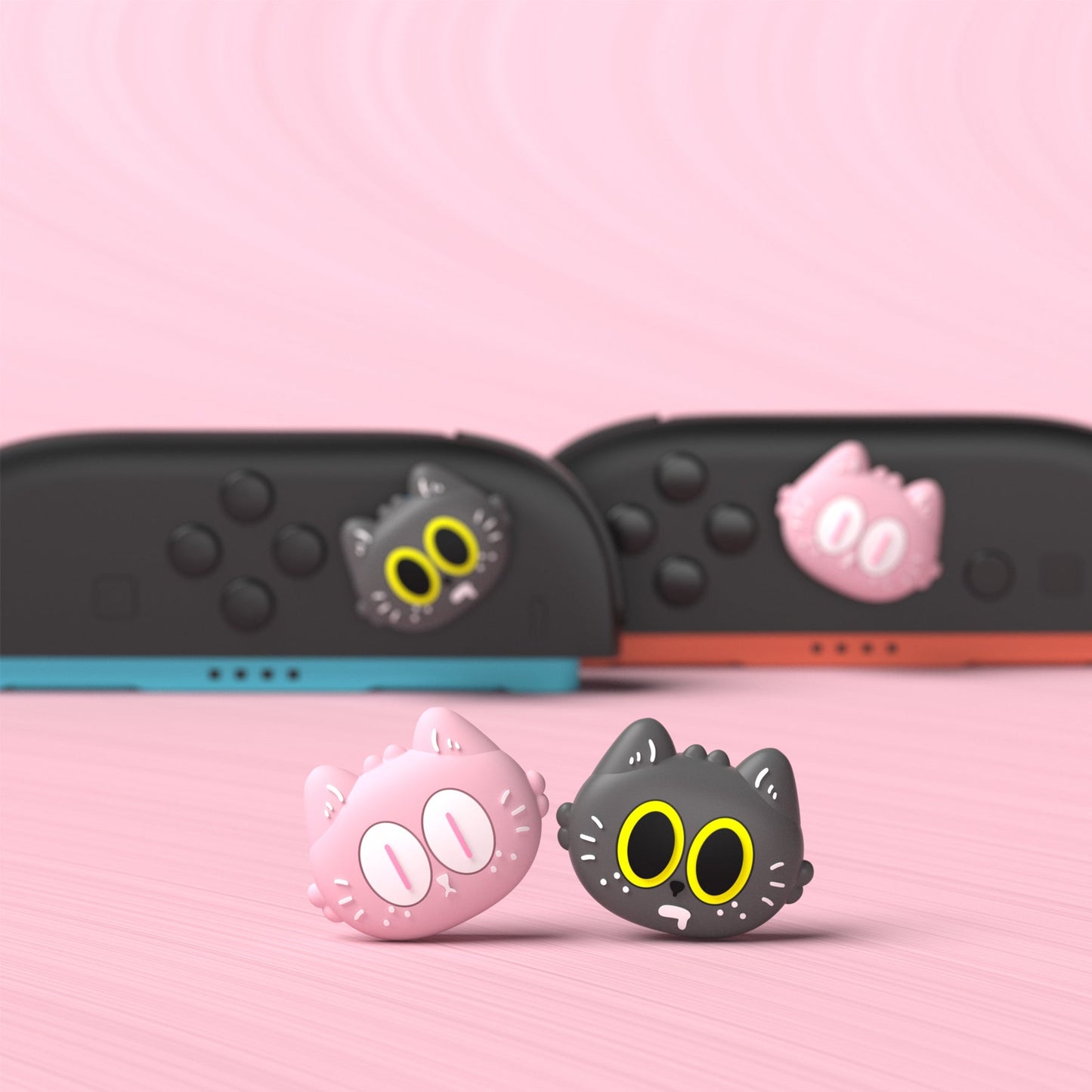 PlayVital 4 Pcs Cute Thumb Grip Caps for Nintendo Switch 2 - Moonlight Cat PlayVital