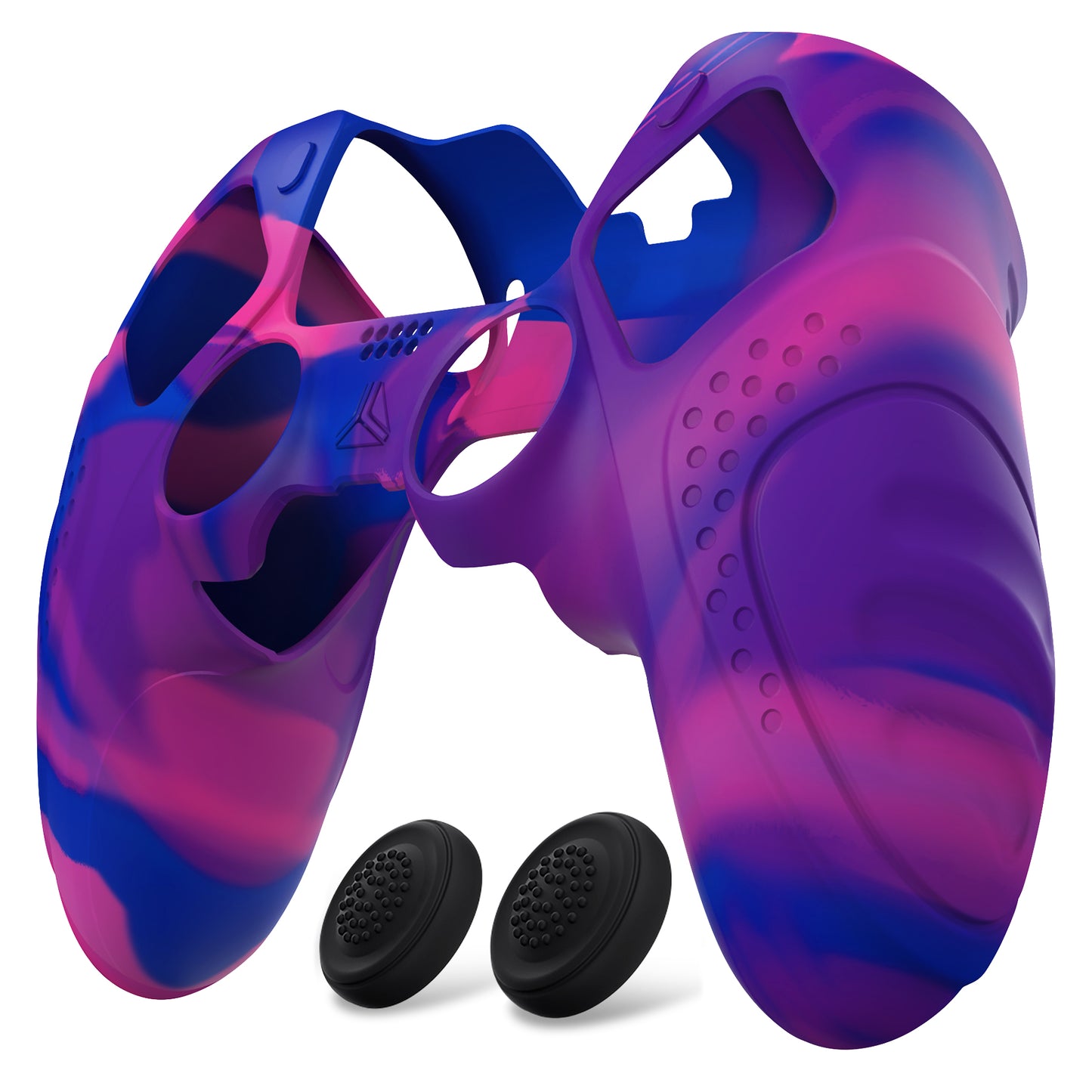 PlayVital Guardian Edition Anti-Slip Ergonomic Silicone Cover Case with Thumb Grip Caps for PS5 Edge Controller - Pink & Purple & Blue PlayVital