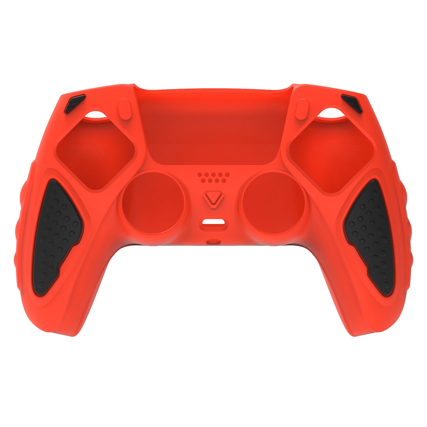 PlayVital Knight Edition Anti-Slip Silicone Cover Skin with Thumb Grip Caps for PS5 Wireless Controller - Passion Red & Black PlayVital