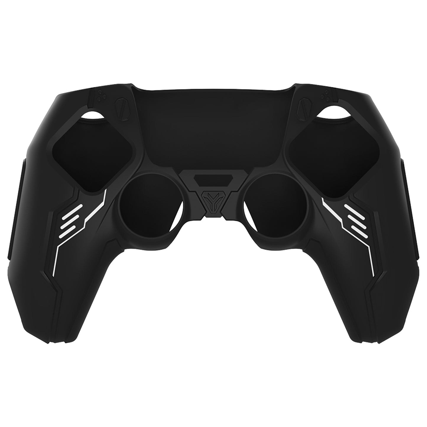 PlayVital Mecha Edition Anti-Slip Silicone Cover Skin with Matching Thumb Grips and Stickers for PS5 Wireless Controller - Compatible with Charging Station - Black PlayVital