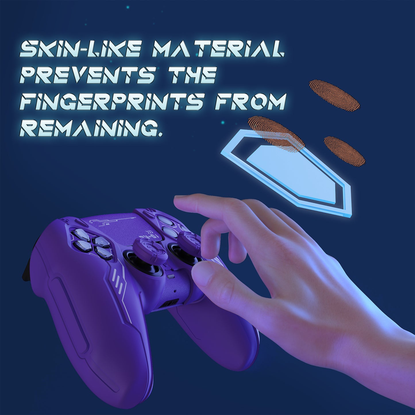 PlayVital Mecha Edition Anti-Slip Silicone Cover Skin with Matching Thumb Grips and Stickers for PS5 Wireless Controller - Compatible with Charging Station - Purple PlayVital