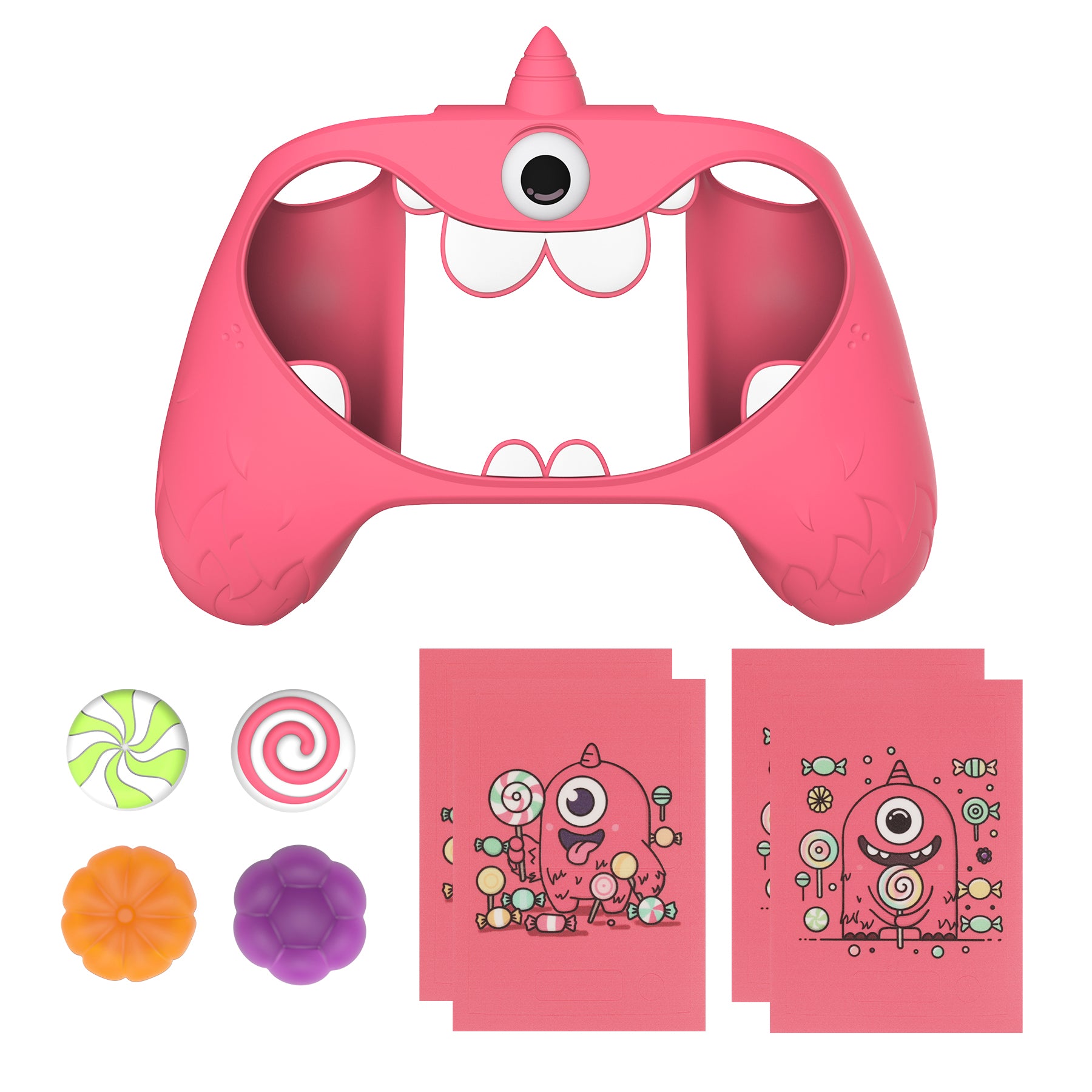 PlayVital MonoEye Monster Cute Silicone Cover with Thumb Grips Caps for Xbox Series X/S Controller - Red PlayVital