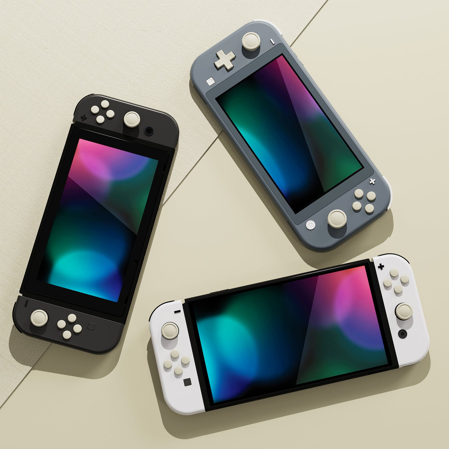 PlayVital Silicone Button Covers and Thumb Grip Set for Nintendo Switch & Switch OLED & Switch Lite ABXY Directional Key Button Caps with Switch Lite D-Pad Button Cap - Antique Yellow PlayVital