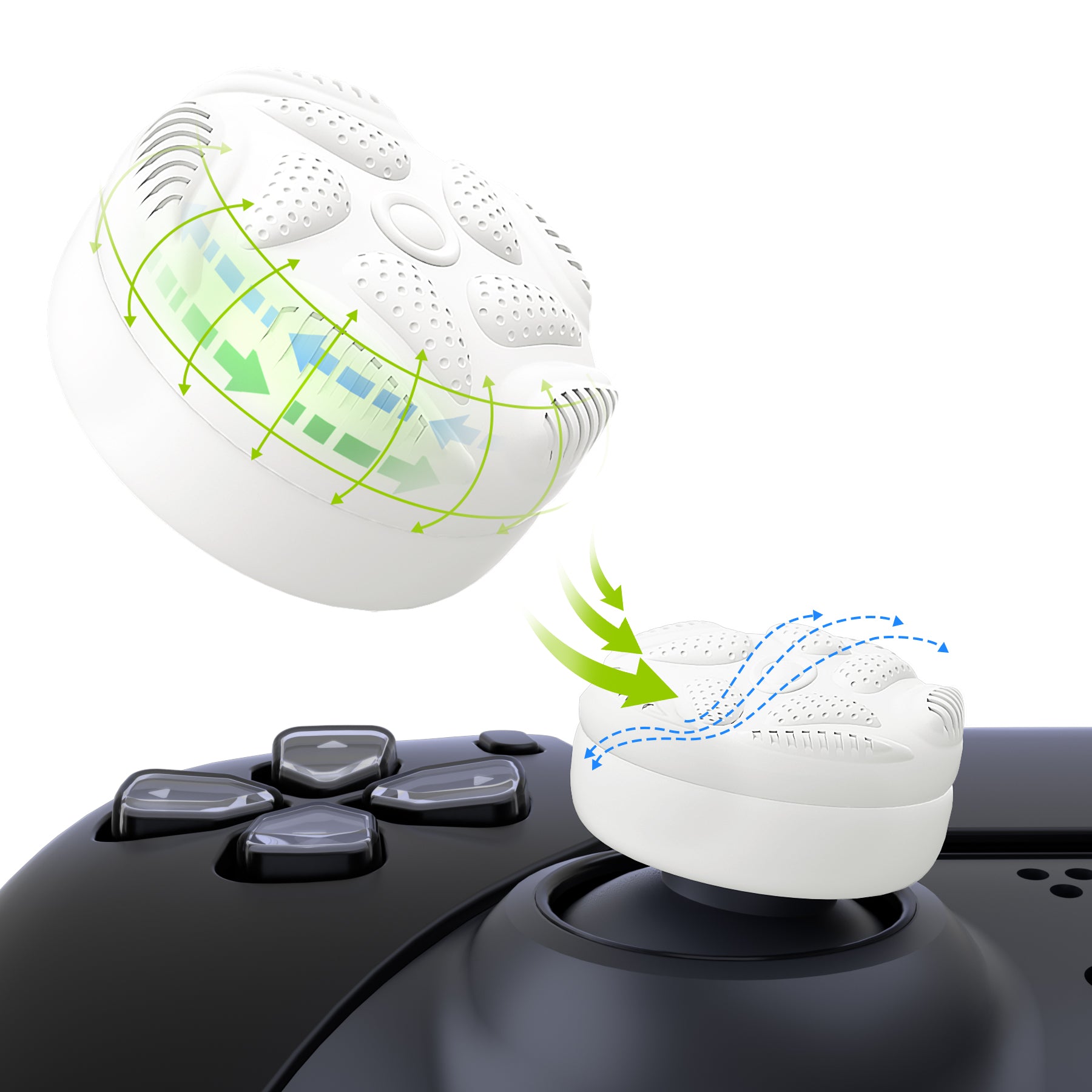 PlayVital Thumbs Cushion Caps Thumb Grips for ps5/4, Thumbstick Grip Cover for Xbox Series X/S, Thumb Grip Caps for Xbox One, Elite Series 2, for Switch Pro Controller - Raindrop Texture Design White - PJM3034 PlayVital