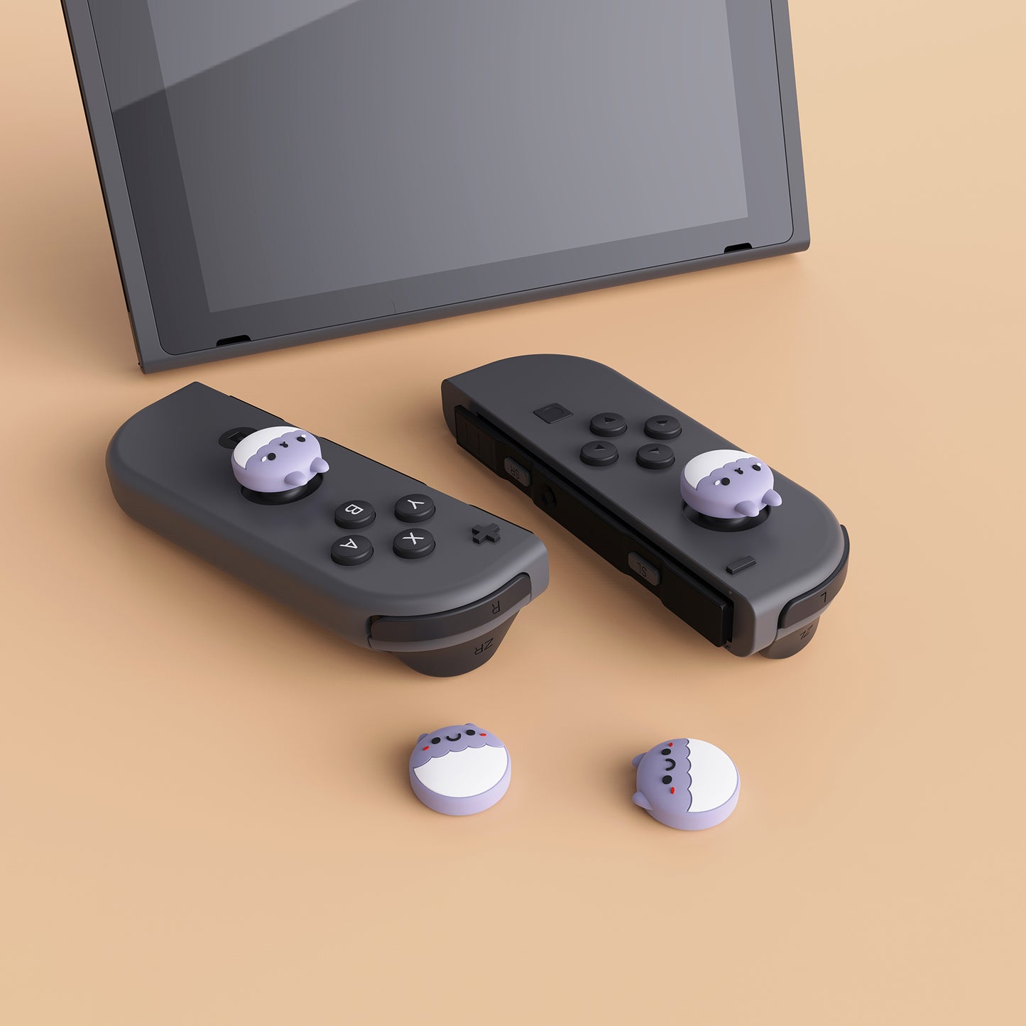 PlayVital Rabbit & Squirrel Cute Thumb Grip Caps for Nintendo Switch, Joystick Caps for Nintendo Switch Lite, Analog Cover Thumbstick Grips for OLED Joycon - Light Violet - NJM1120 playvital