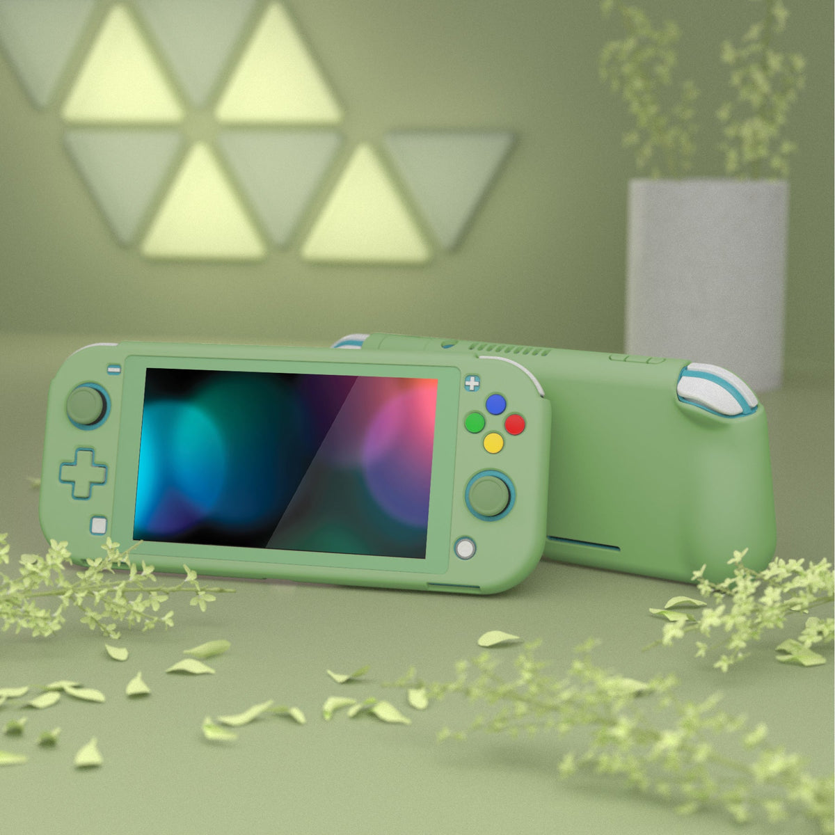 PlayVital ZealProtect Hard Shell Protective Case with Screen Protector & Thumb Grip Caps & Button Caps for Nintendo Switch Lite - Matcha Green playvital