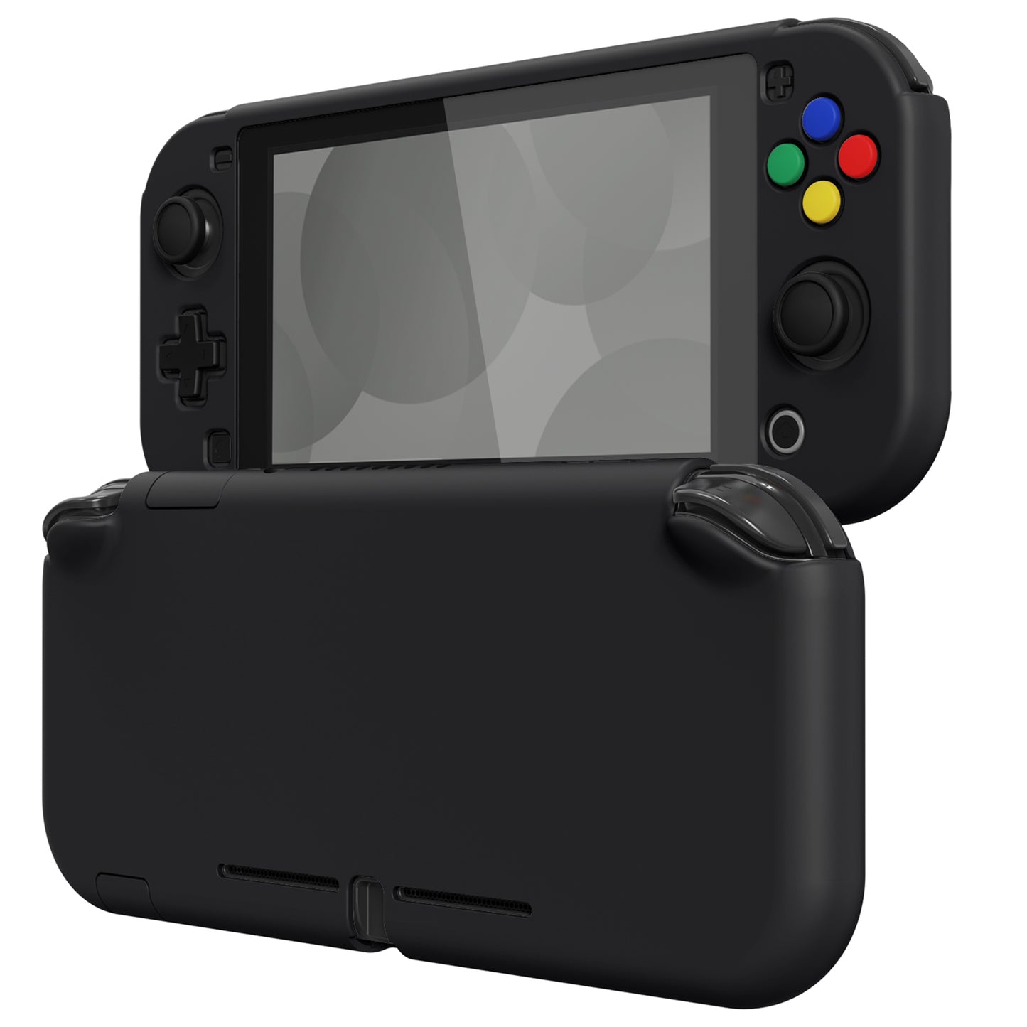 PlayVital Black Protective Case for NS Switch Lite, Hard Cover Protector for NS Switch Lite - 1 x Black Border Tempered Glass Screen Protector Included - YYNLP006 PlayVital