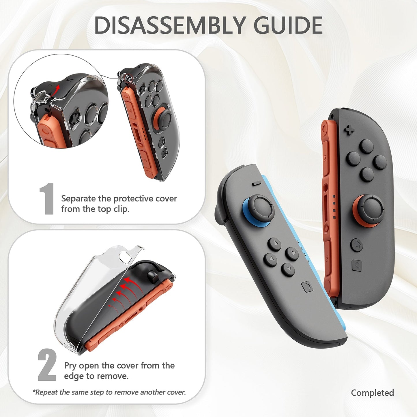 PlayVital Clear Series Hard Shell Protective Case with Foldable Stand & Thumb Grips for Nintendo Switch 2 - Clear Atomic Purple Rose Red PlayVital