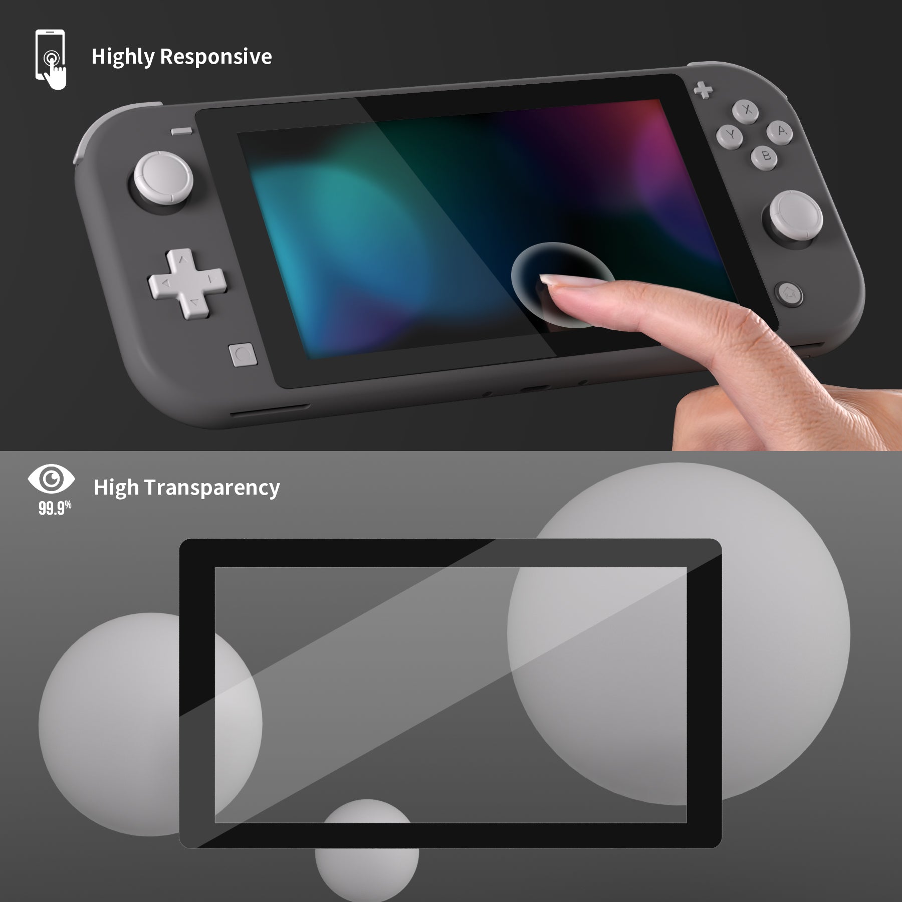 PlayVital intendo Switch Lite HD Clear Tempered Glass Screen