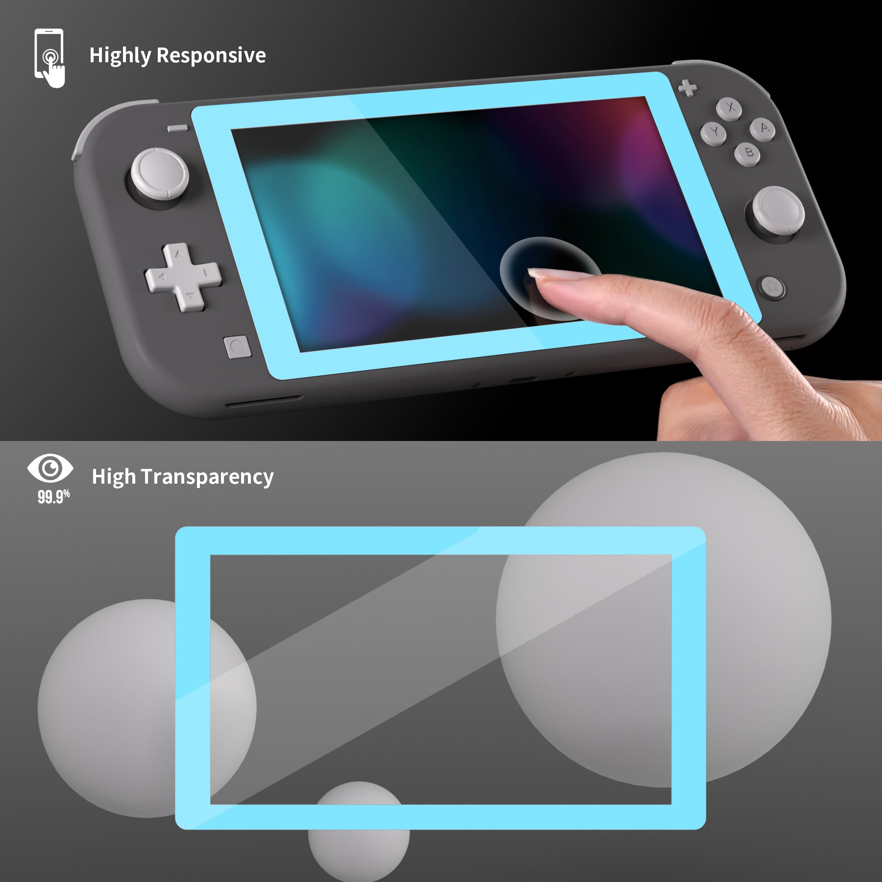 PlayVital intendo Switch Lite HD Clear Tempered Glass Screen