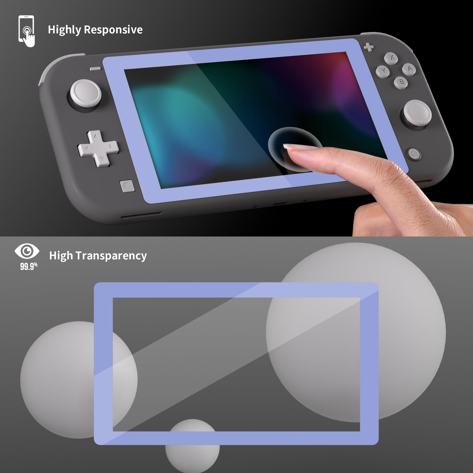 PlayVital intendo Switch Lite HD Clear Tempered Glass Screen