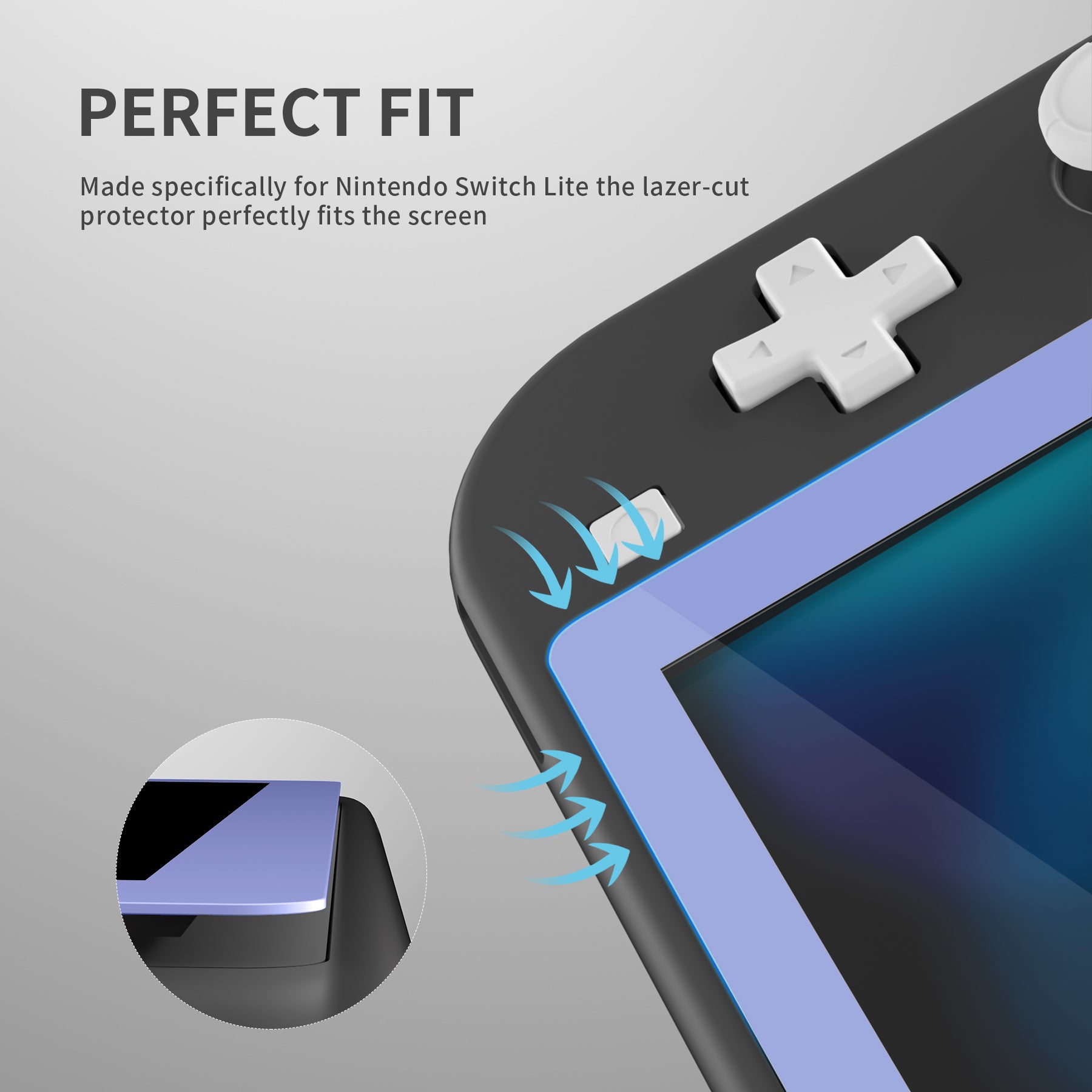 PlayVital intendo Switch Lite HD Clear Tempered Glass Screen