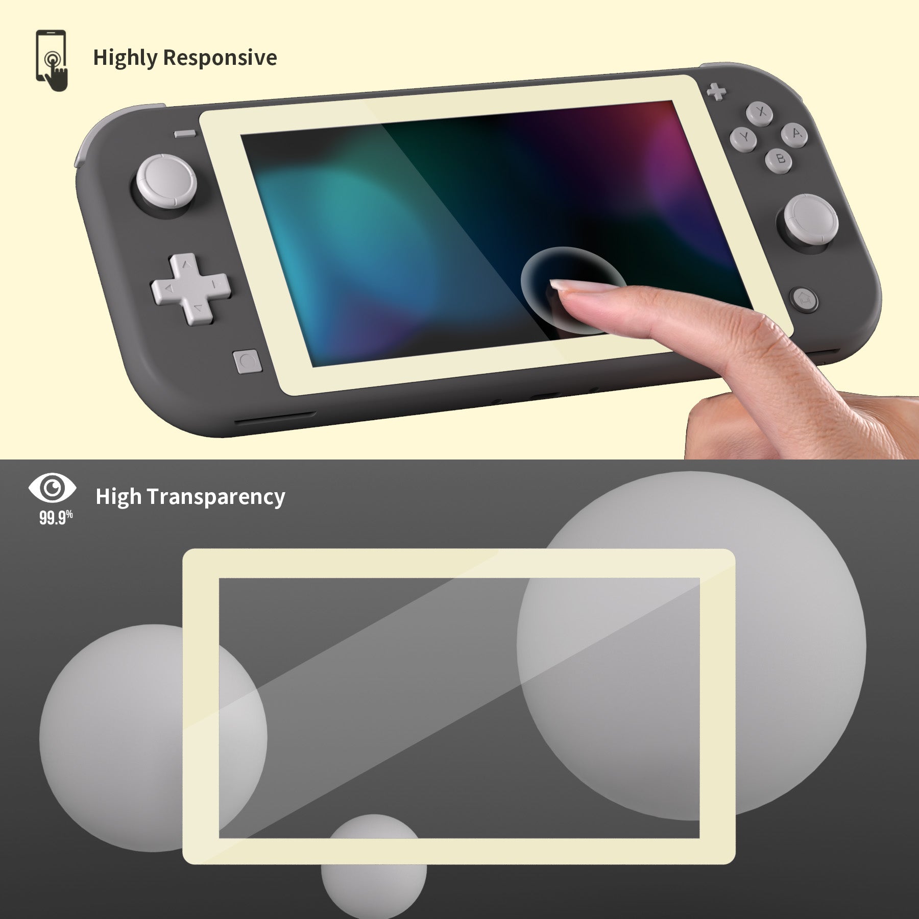 PlayVital intendo Switch Lite HD Clear Tempered Glass Screen