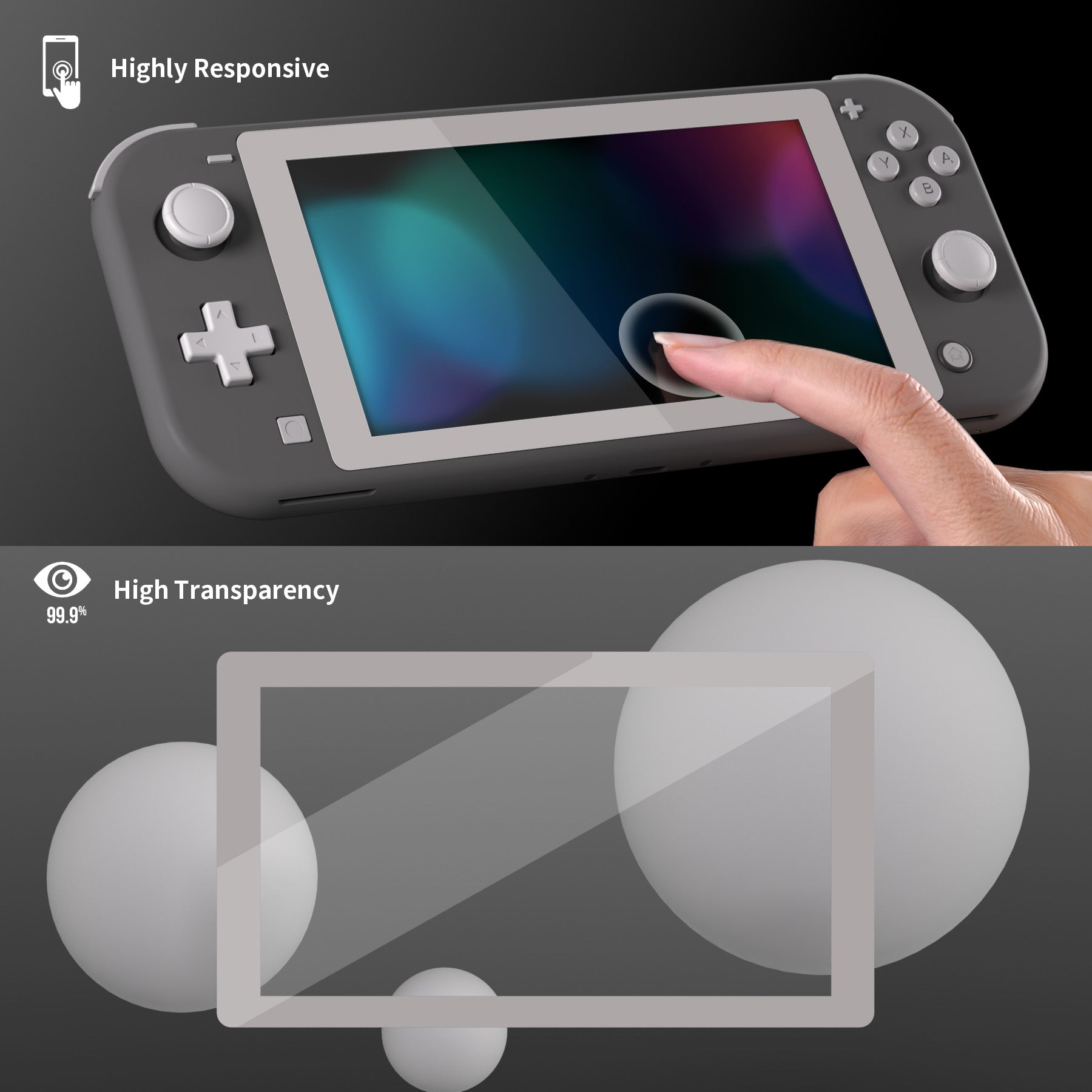 PlayVital intendo Switch Lite HD Clear Tempered Glass Screen