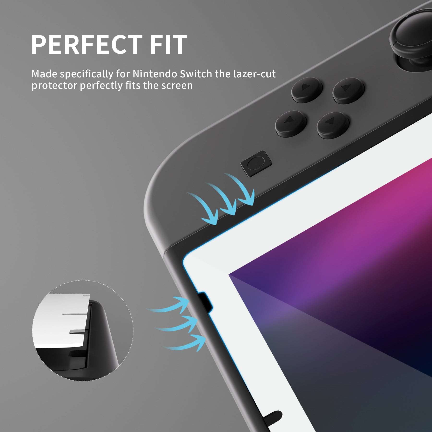PlayVital Nintendo Switch Tempered Glass Screen Protector - White