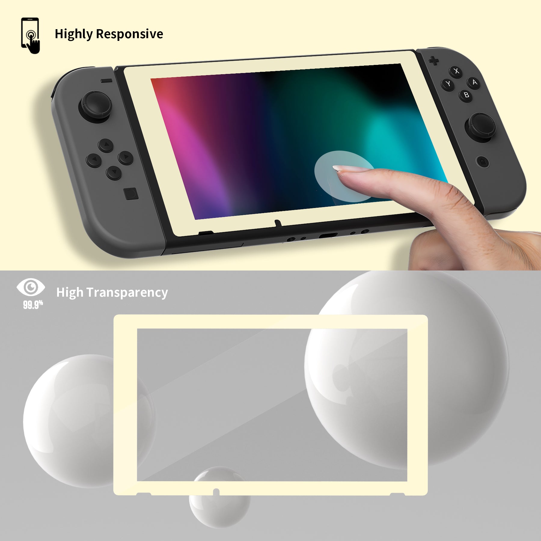 PlayVital Nintendo Switch Anti-Fingerprint Tempered Glass