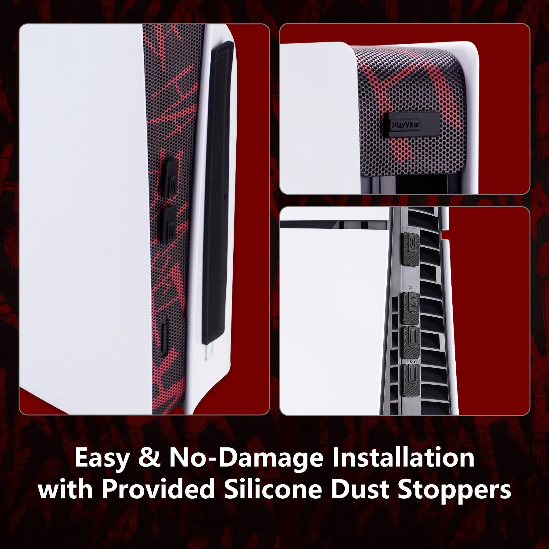 PlayVital 12 in-1 Dust Filter for PS5 Slim Console Disc & Digital Dust Cover Kit with Anti-Dust Cover Net & Silicone Plugs - Clown Hahaha PlayVital