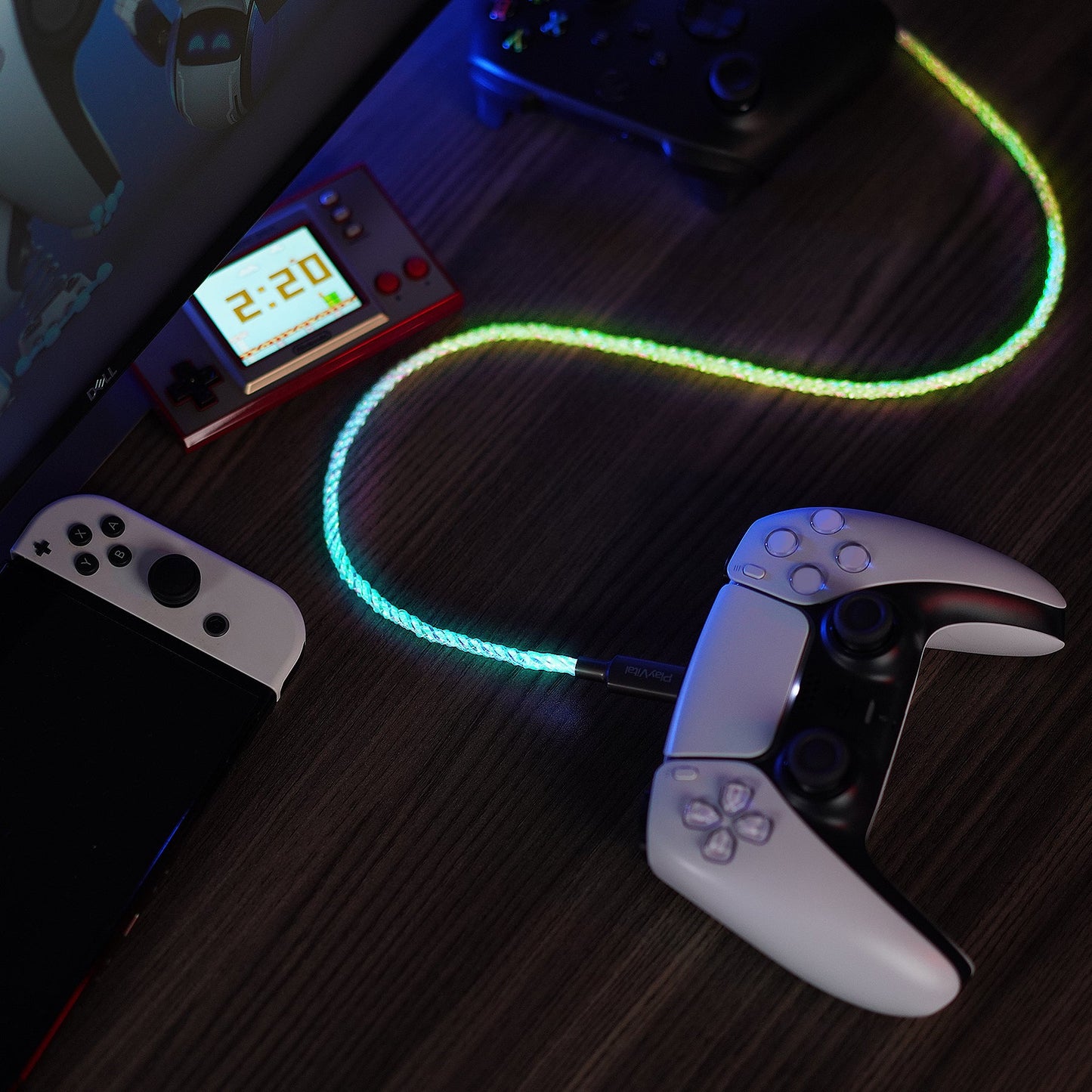 PlayVital 2-Pack 6.56FT Universal Illuminated USB Type C Charging Cable for PS5 & PS5 Edge Controller, for Xbox Core & Xbox Elite Series 2 & Switch 2 Pro Controller PlayVital