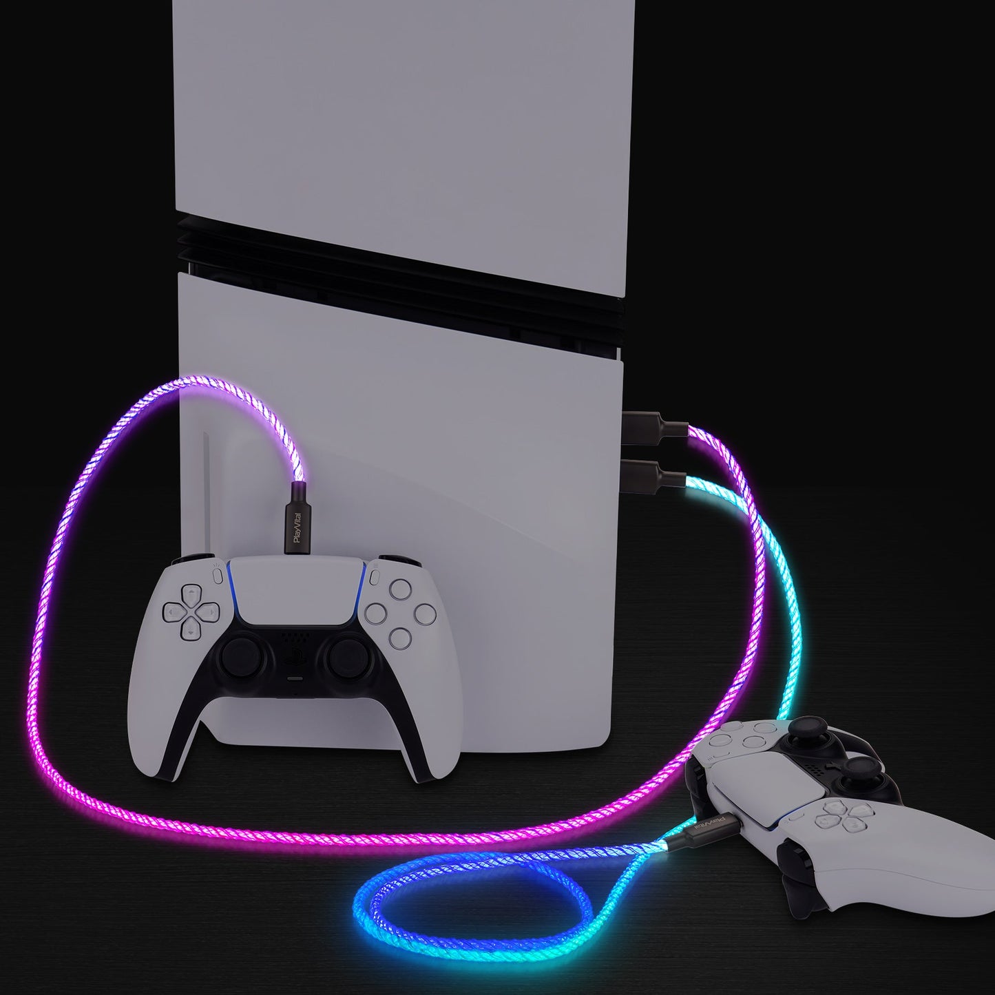 PlayVital 2-Pack 6.56FT Universal Illuminated USB Type C Charging Cable for PS5 & PS5 Edge Controller, for Xbox Core & Xbox Elite Series 2 & Switch 2 Pro Controller PlayVital