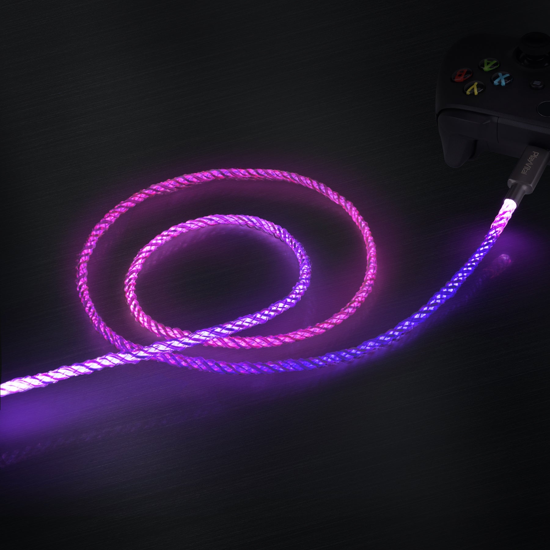 PlayVital 2-Pack 6.56FT Universal Illuminated USB Type C Charging Cable for PS5 & PS5 Edge Controller, for Xbox Core & Xbox Elite Series 2 & Switch 2 Pro Controller PlayVital